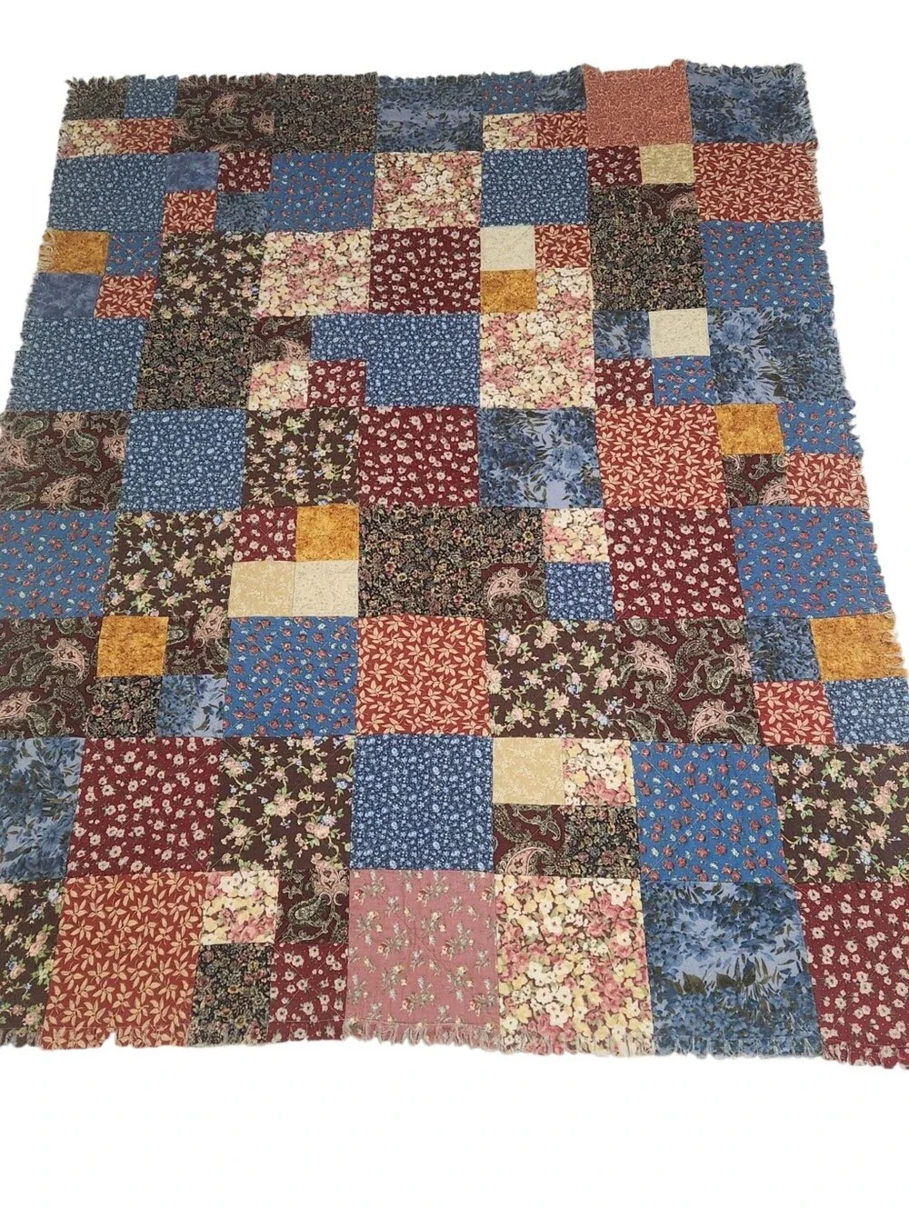 Reversible Patchwork Rag Quilt Throw Blanket 61